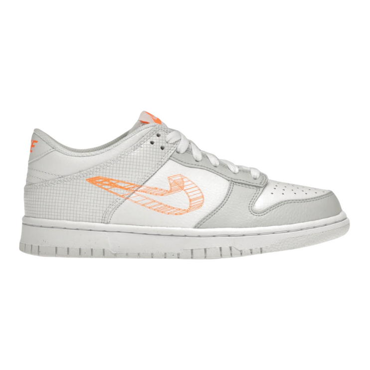 NIKE DUNK LOW 3D SWOOSH PURE PLATINUM TOTAL ORANGE GS